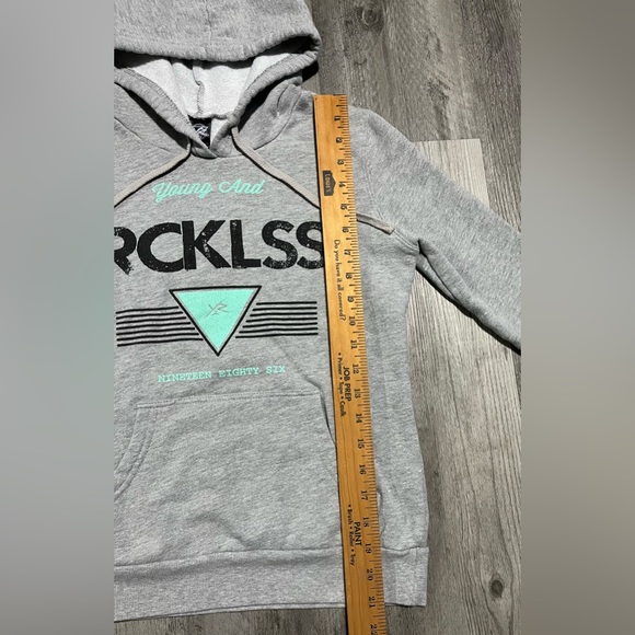 Young & Reckless RCKL⭐️SS Men’s Grey Hoodie - Sz Adult Small - Gray/Black/Mint - Picture 5 of 7